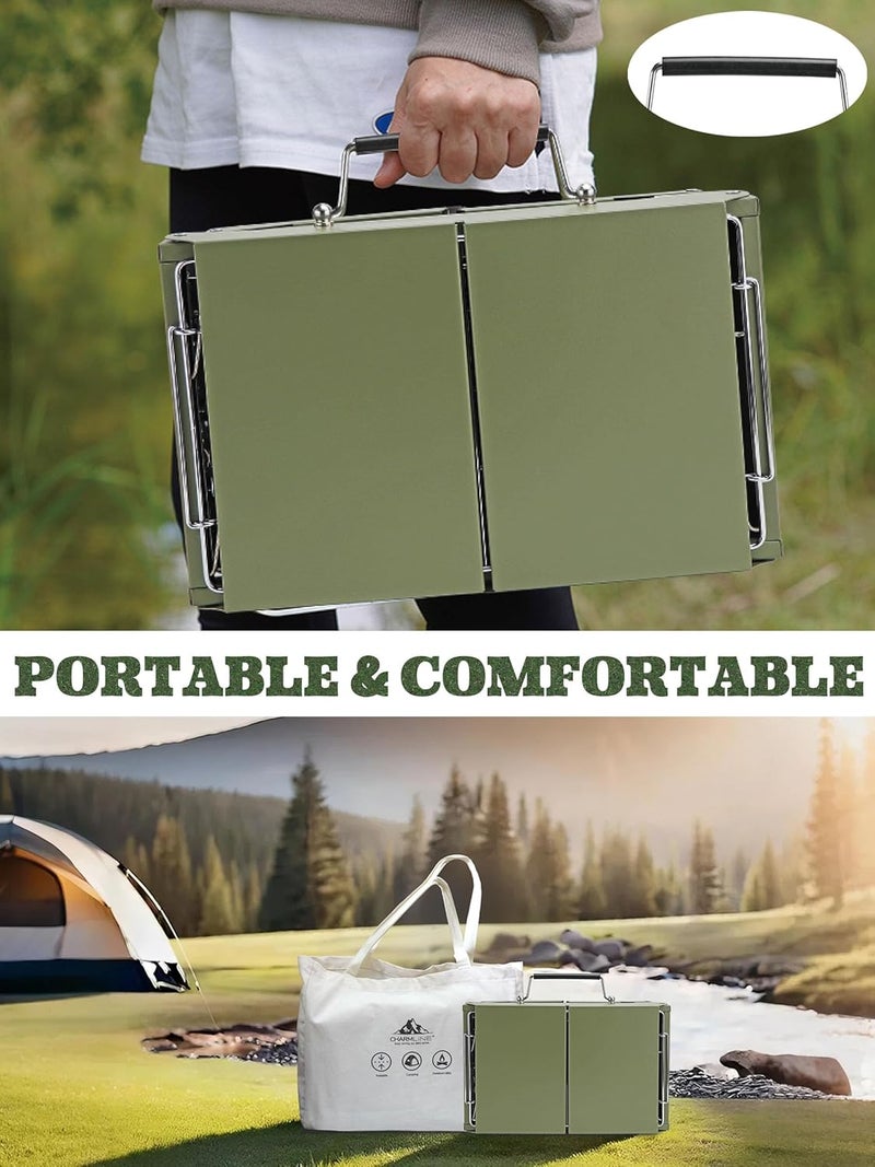 Charmline 14x9 inches Small Portable Charcoal Grill, Christmas Gift for Outdoor Enthusias, Tabletop Charcoal Grills for Camping, Picnics, Gardens and Beach Parties, Green - Image 4